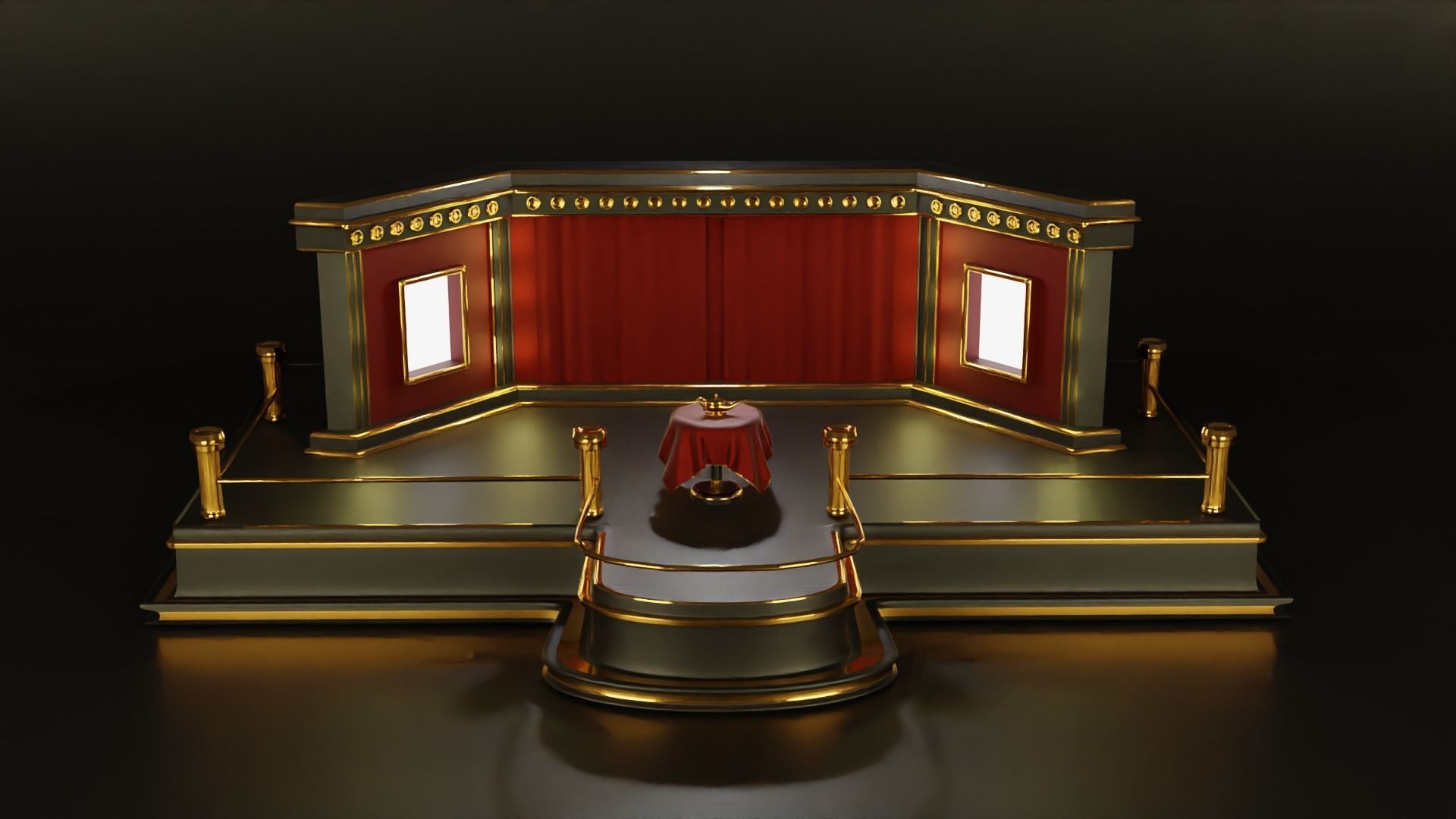 Magic Show Premium Golden Event Stage 3D Modeling 3D model_3