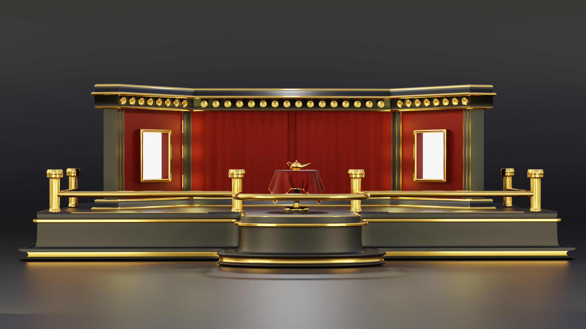Magic Show Premium Golden Event Stage 3D Modeling 3D model_21