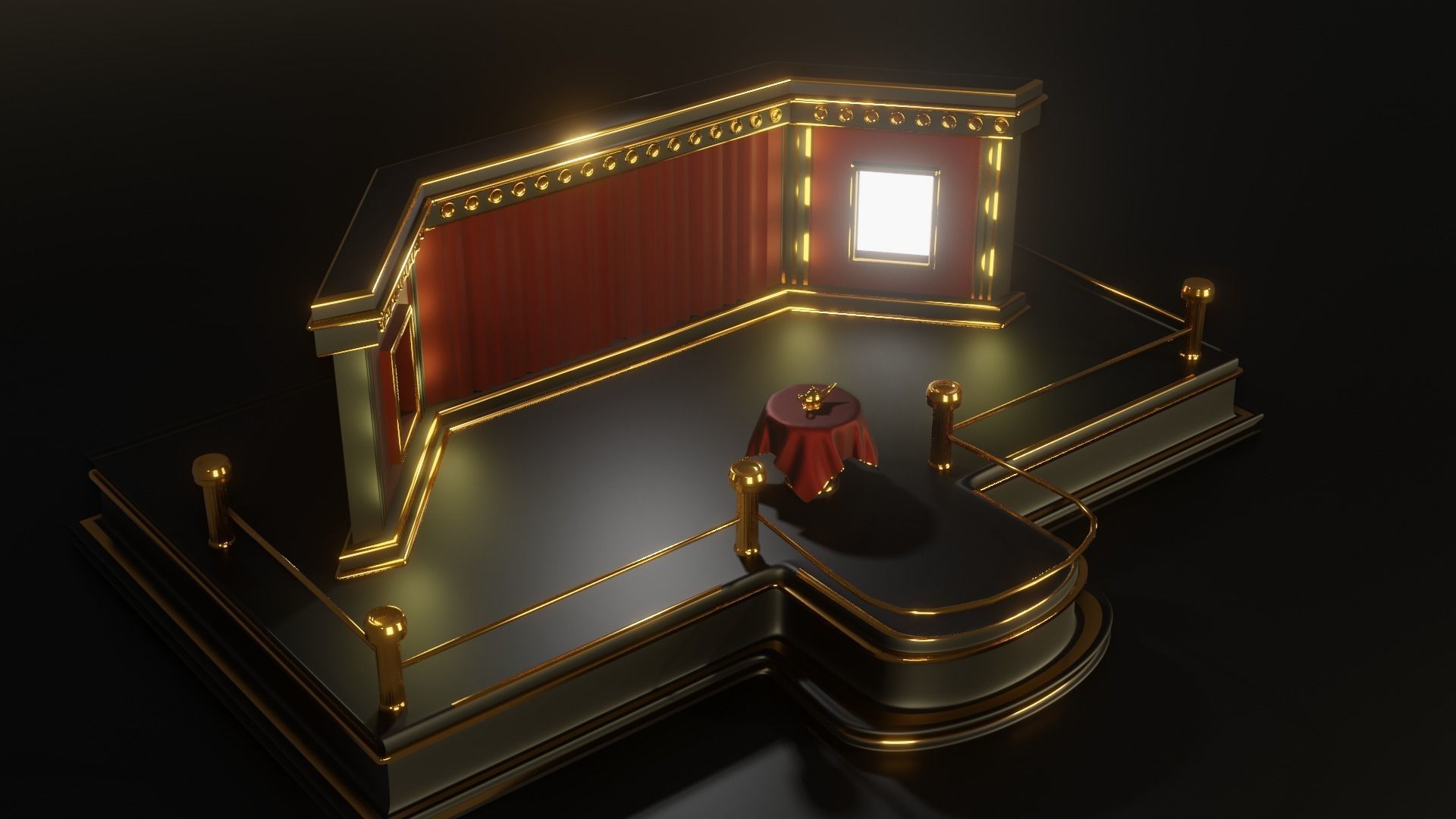 Magic Show Premium Golden Event Stage 3D Modeling 3D model_8