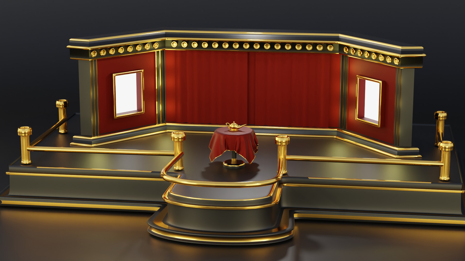 Magic Show Premium Golden Event Stage 3D Modeling 3D model_23