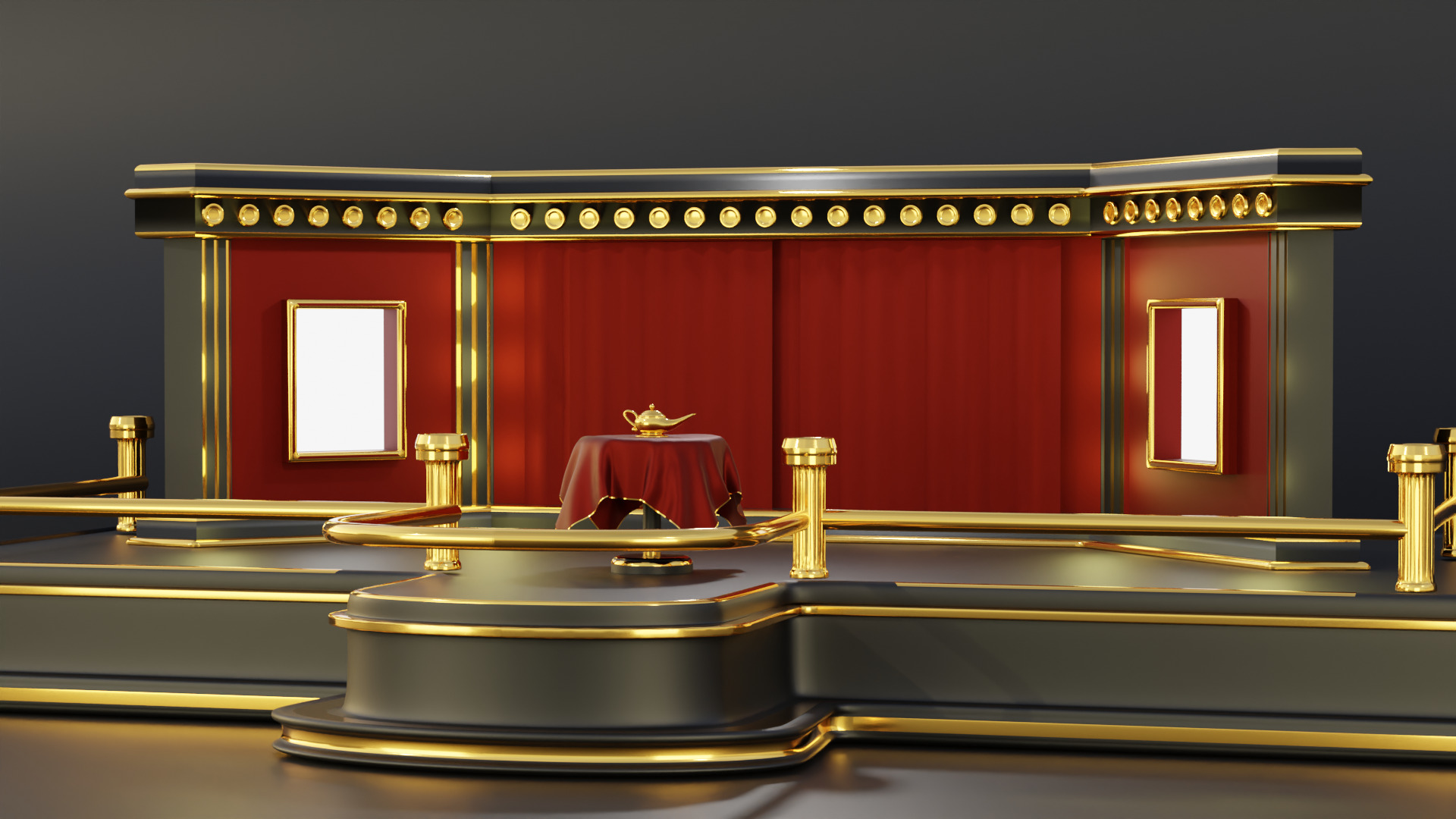 Magic Show Premium Golden Event Stage 3D Modeling 3D model_22