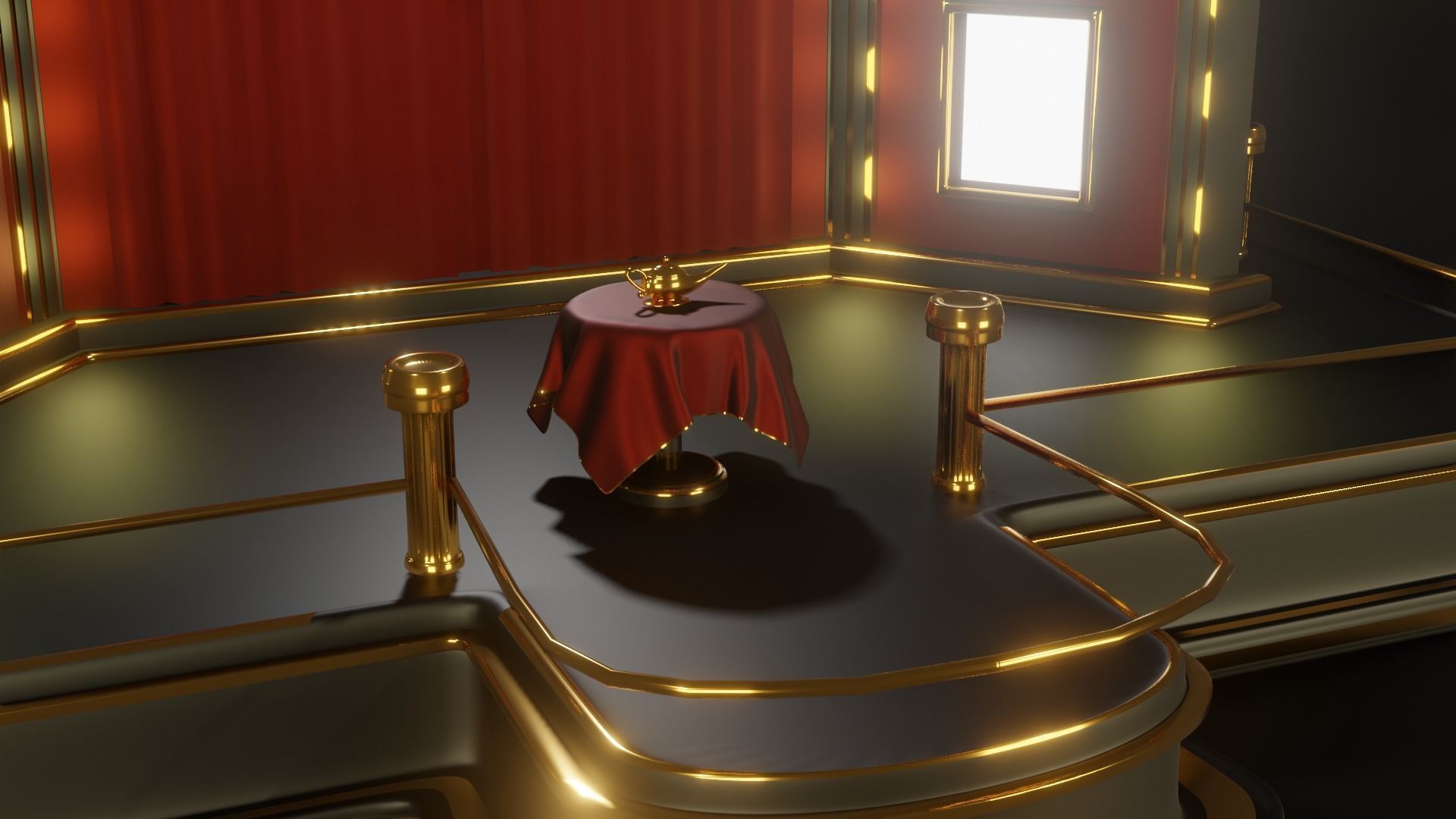 Magic Show Premium Golden Event Stage 3D Modeling 3D model_6
