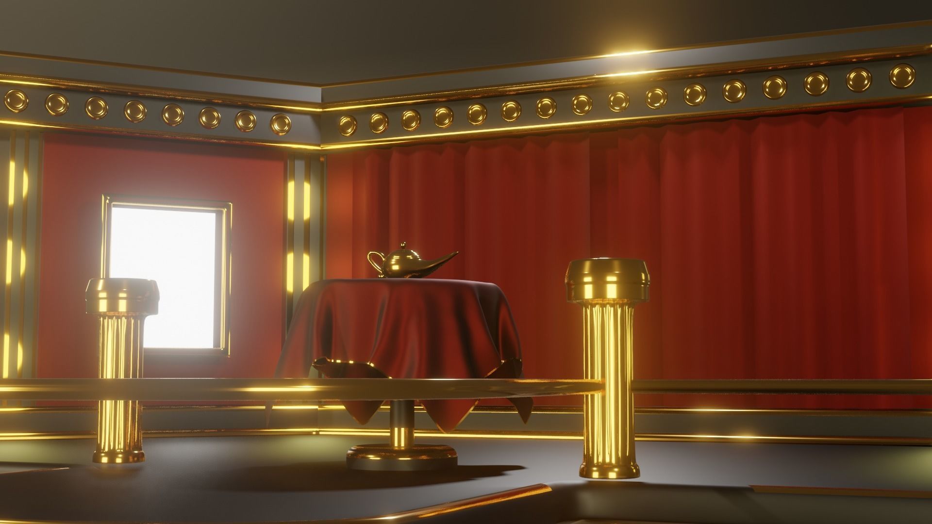 Magic Show Premium Golden Event Stage 3D Modeling 3D model_10