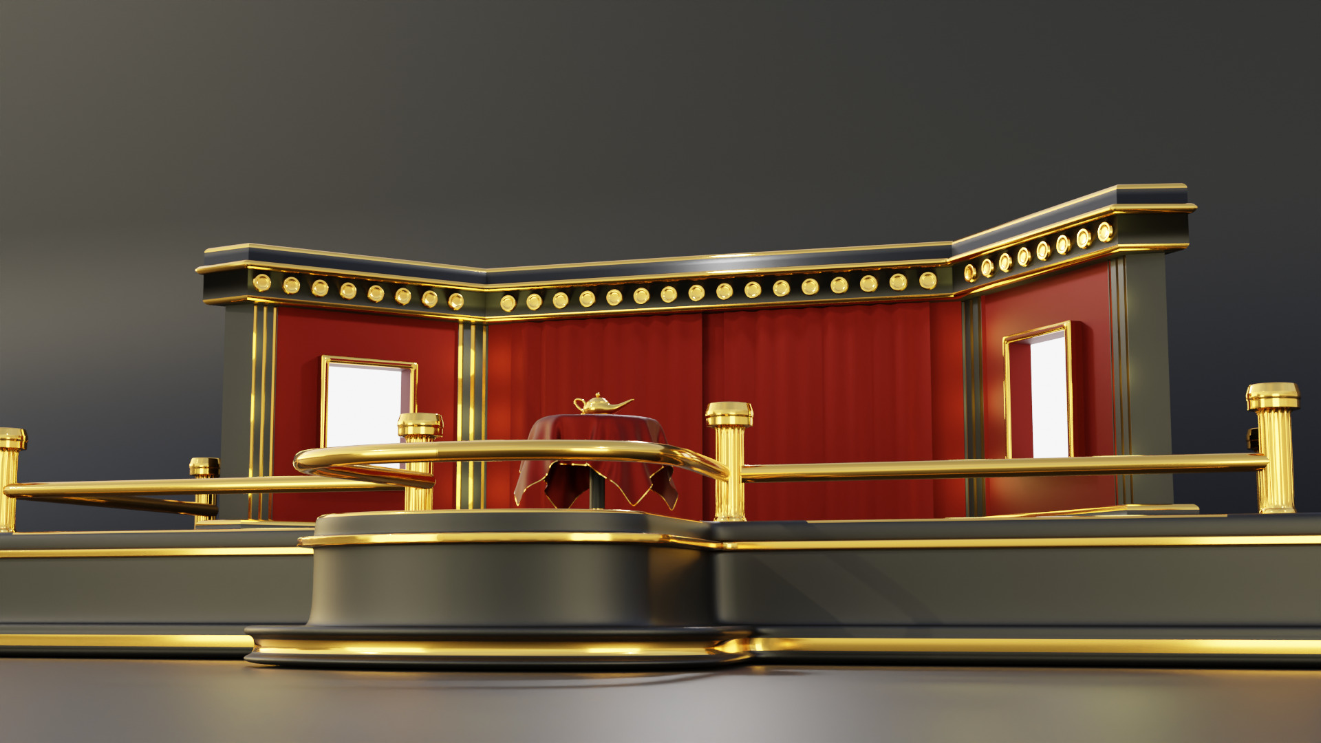 Magic Show Premium Golden Event Stage 3D Modeling 3D model_17