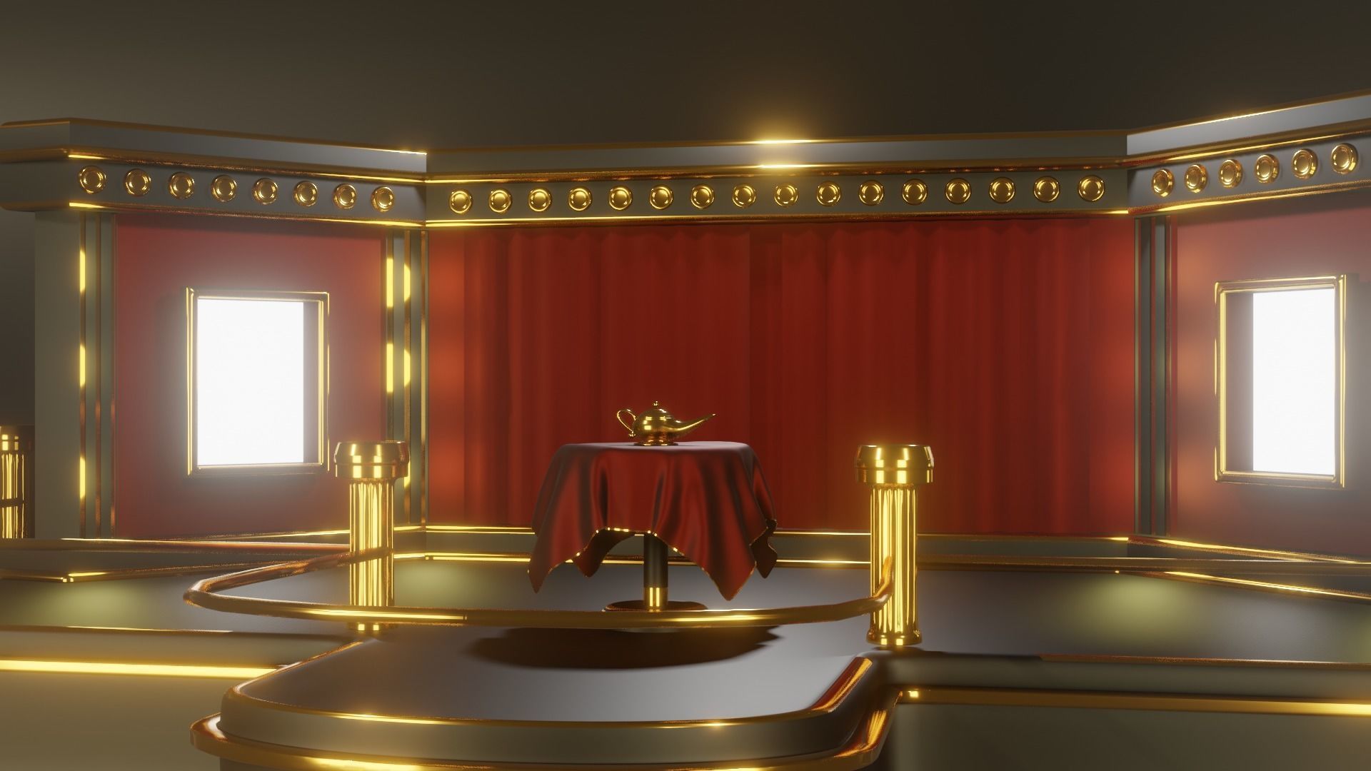 Magic Show Premium Golden Event Stage 3D Modeling 3D model_11