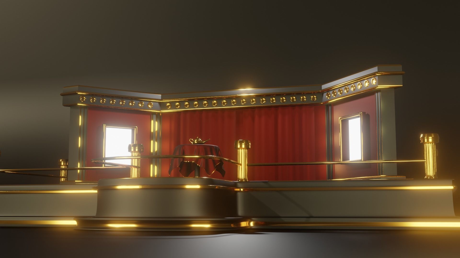 Magic Show Premium Golden Event Stage 3D Modeling 3D model_7