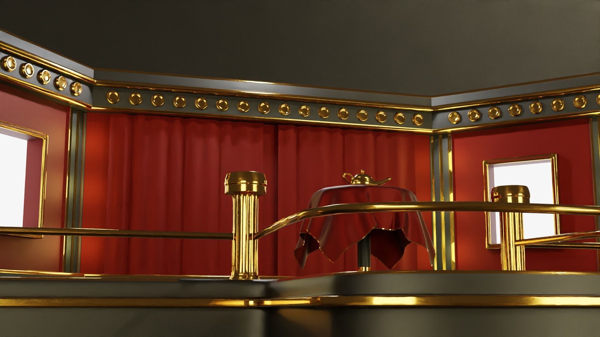 Magic Show Premium Golden Event Stage 3D Modeling 3D model_4