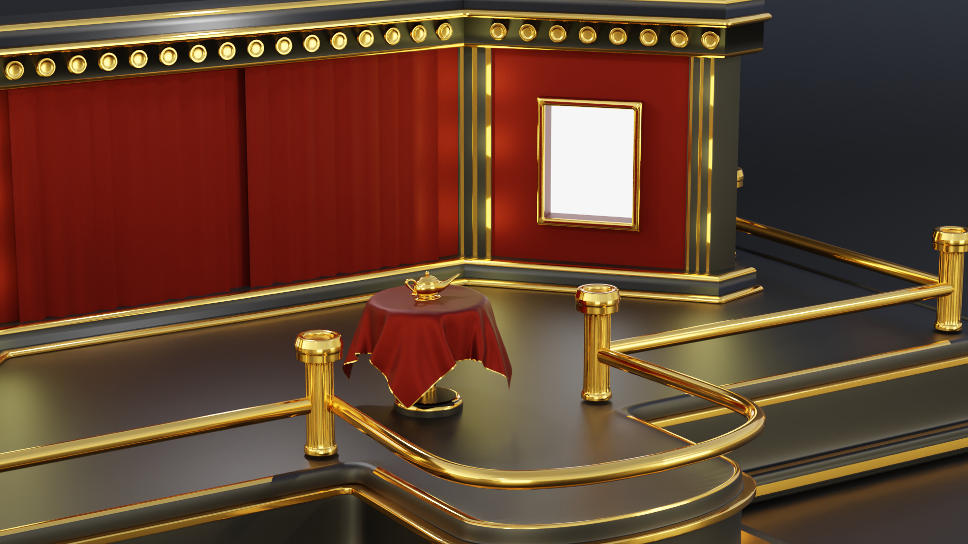 Magic Show Premium Golden Event Stage 3D Modeling 3D model_13