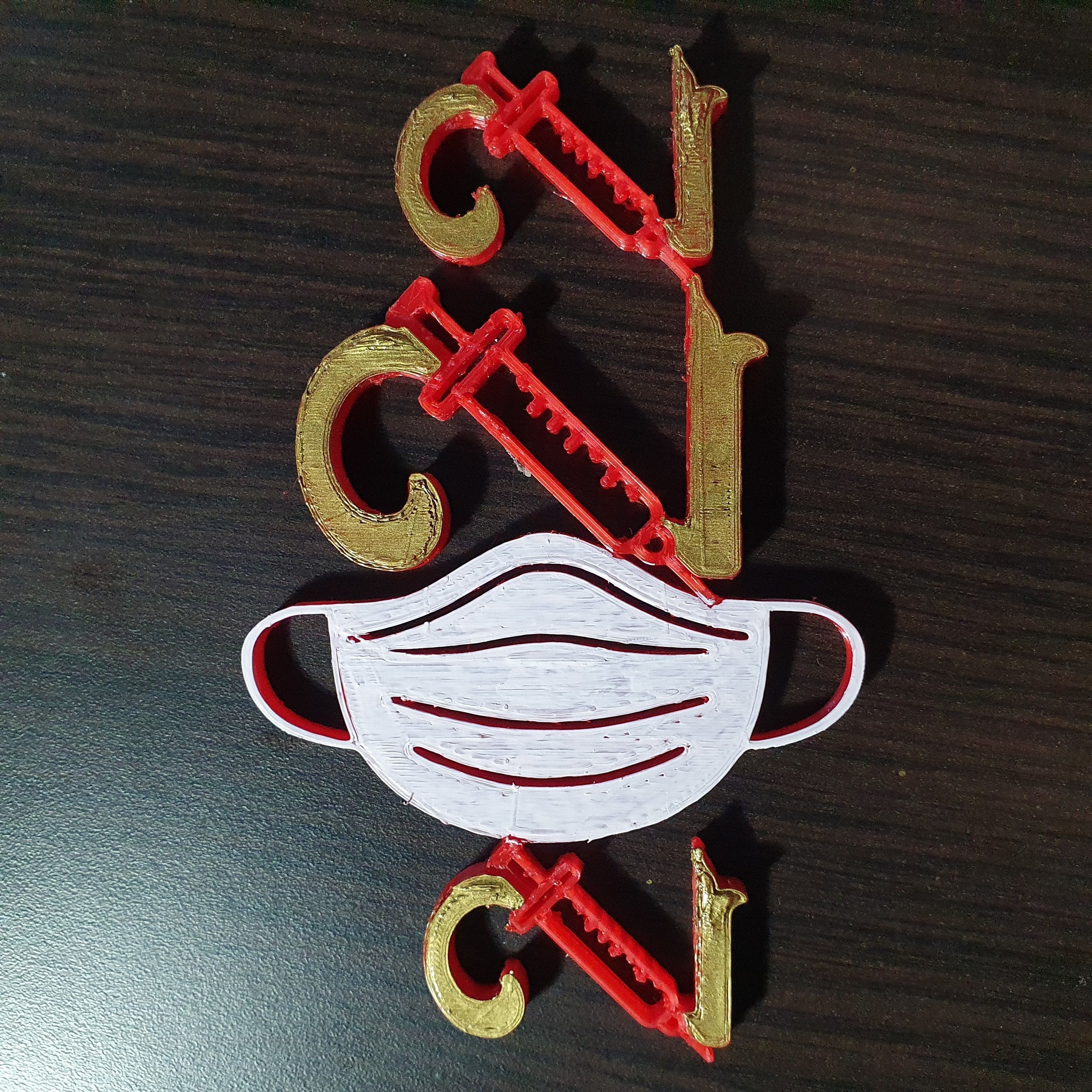 2022 Ornament - Face mask and vaccine 3D print model_1