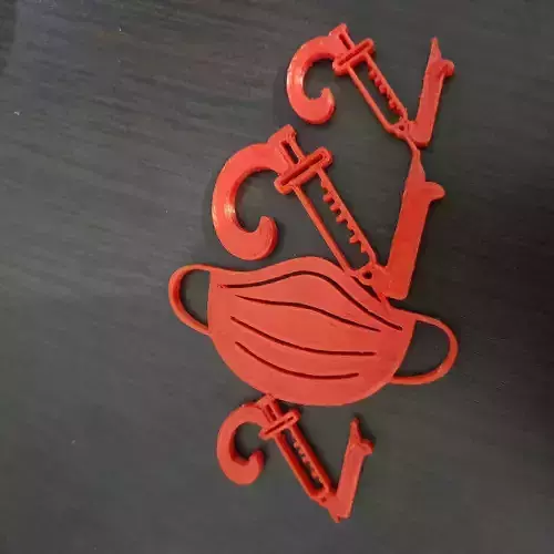 2022 Ornament - Face mask and vaccine 3D print model