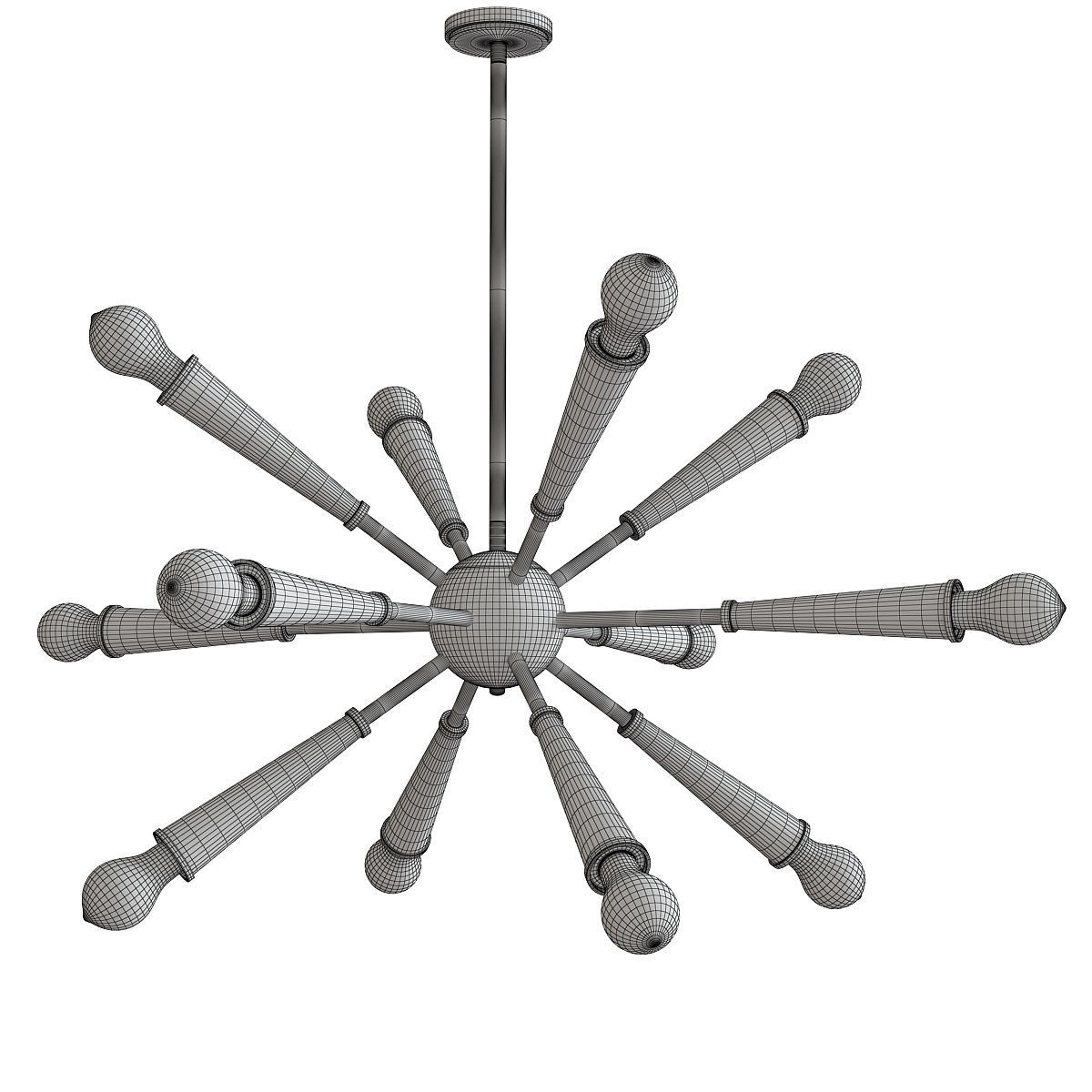 Zodiac 12 Light Chandelier Low-poly 3D model_1