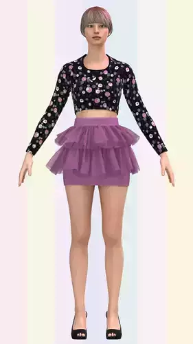 Ladies Ballerina Skirt and Dancing tops Low-poly 3D model