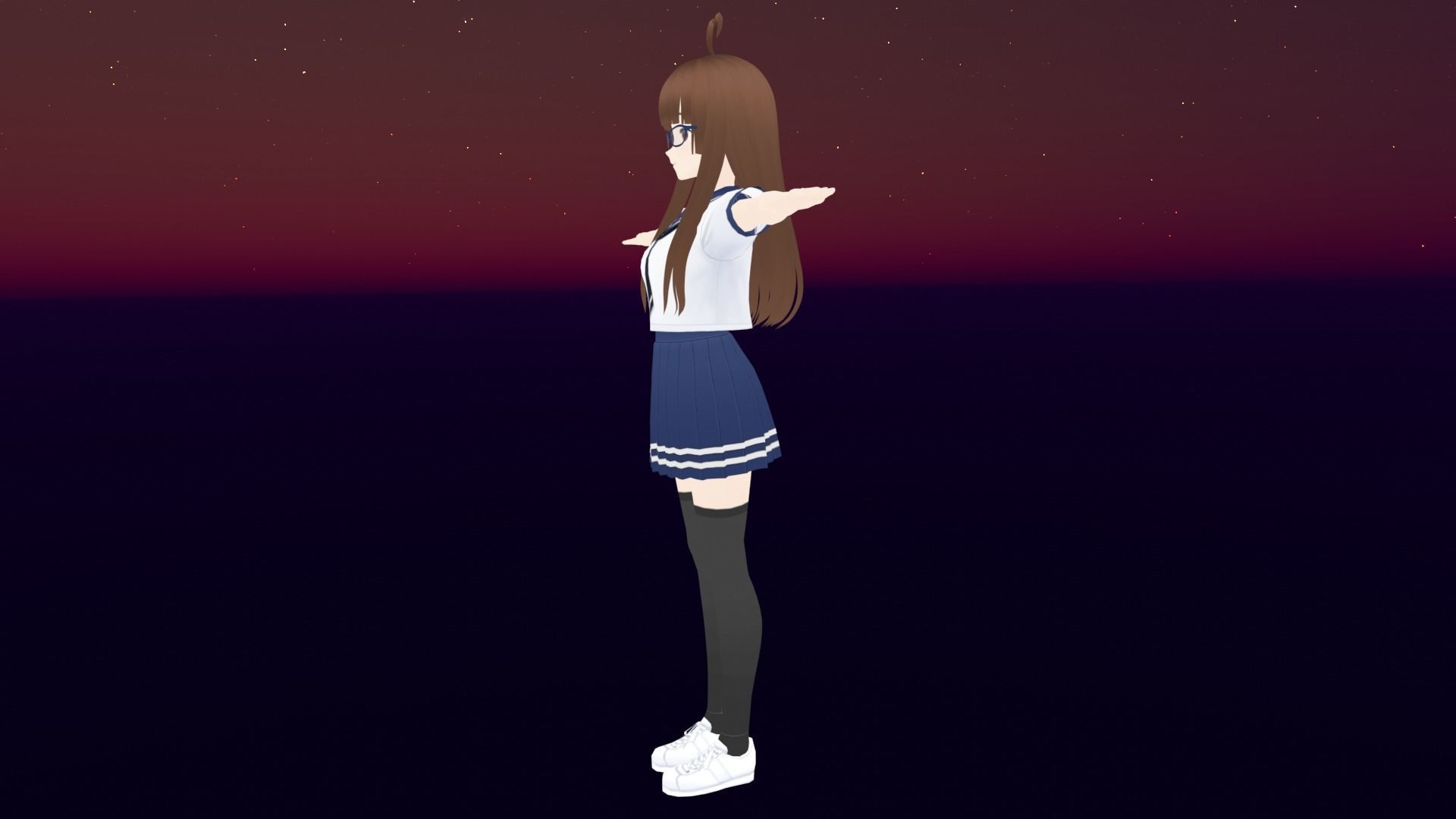 cute anime girl character - Mana Low-poly 3D model_5