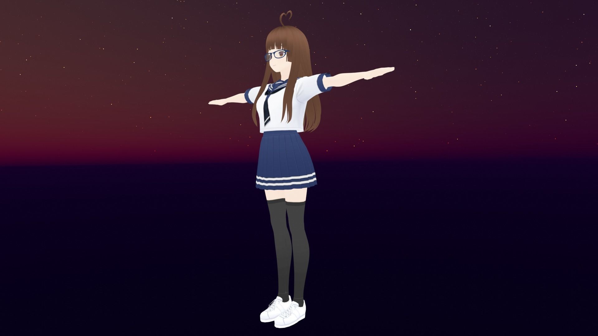 cute anime girl character - Mana Low-poly 3D model_4