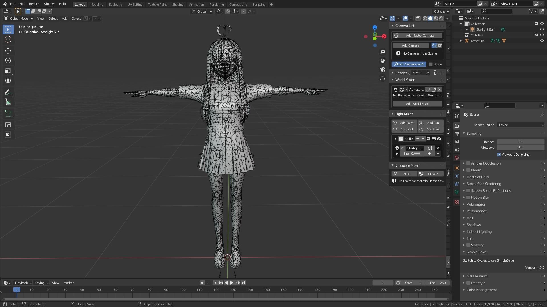 cute anime girl character - Mana Low-poly 3D model_12