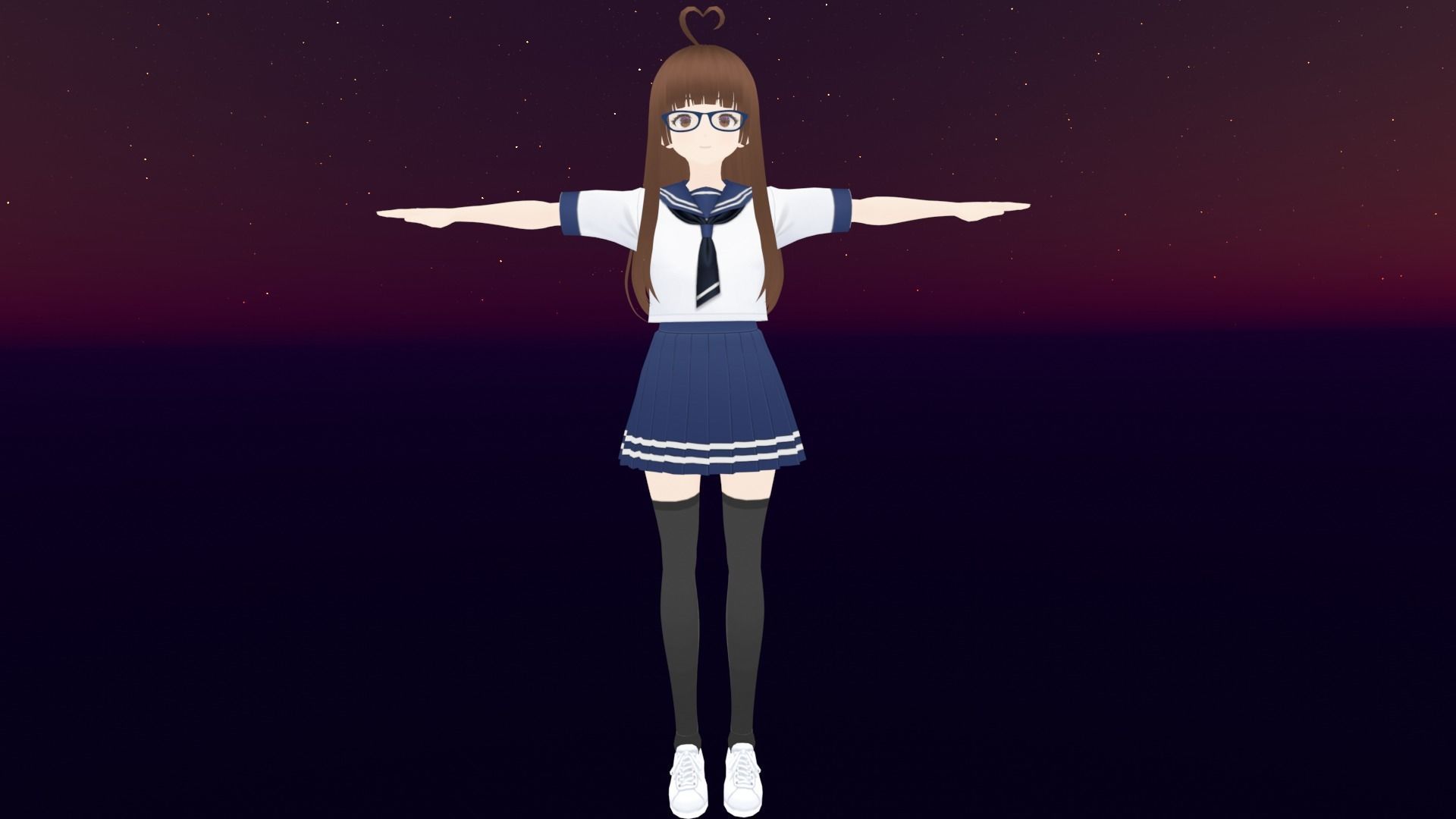 cute anime girl character - Mana Low-poly 3D model_2