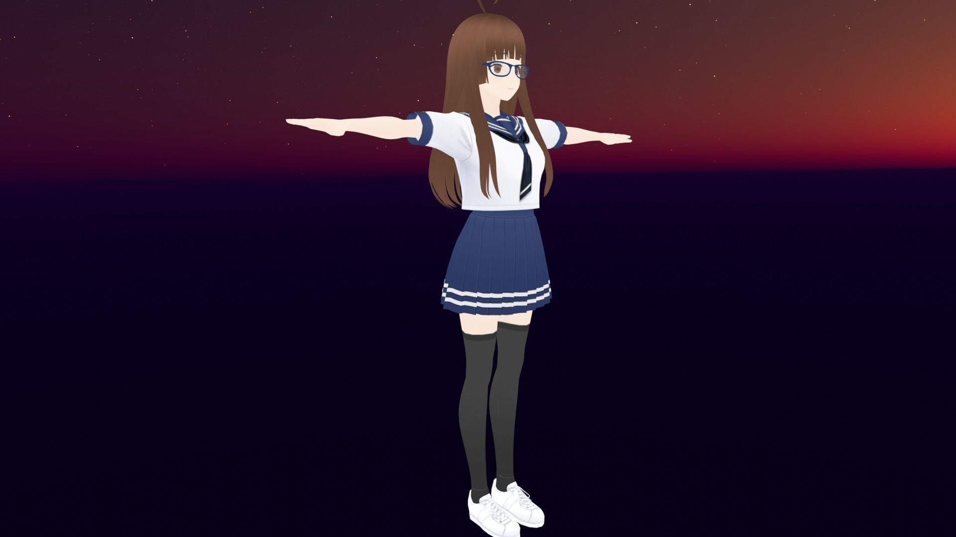 cute anime girl character - Mana Low-poly 3D model_3