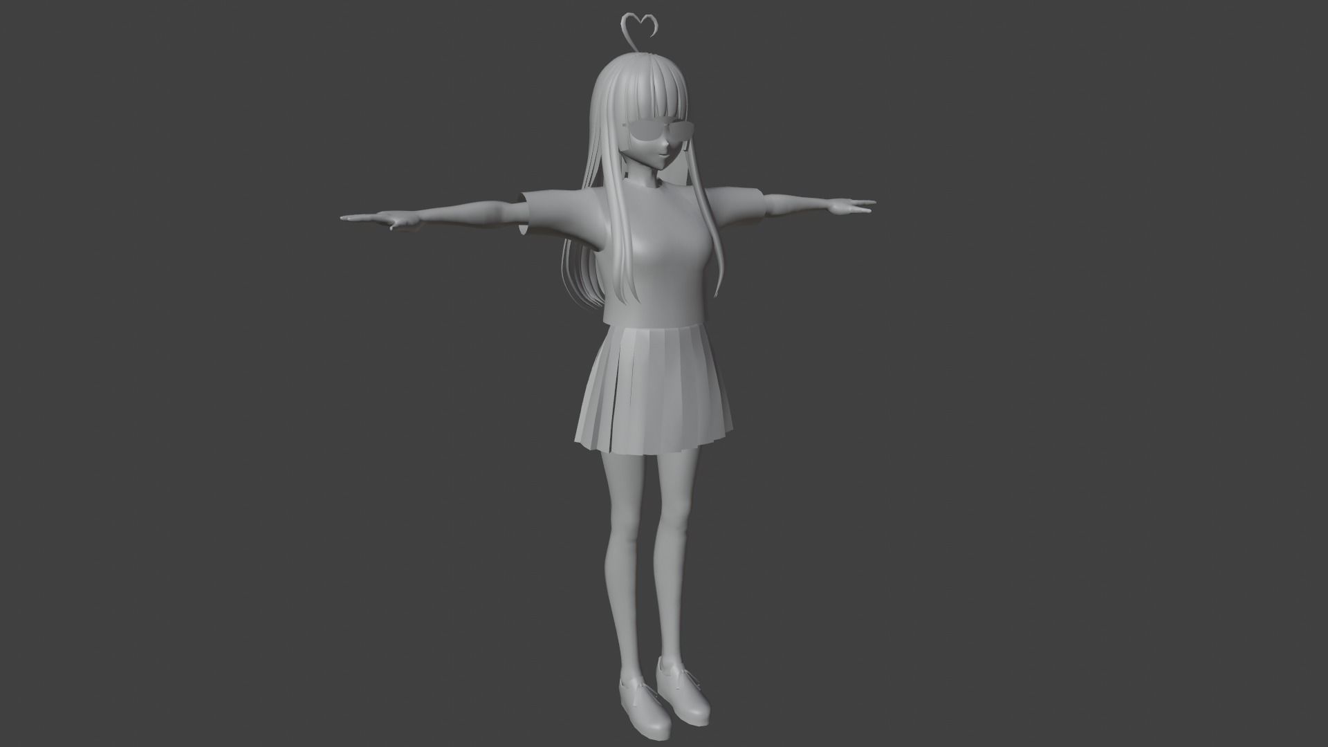 cute anime girl character - Mana Low-poly 3D model_8