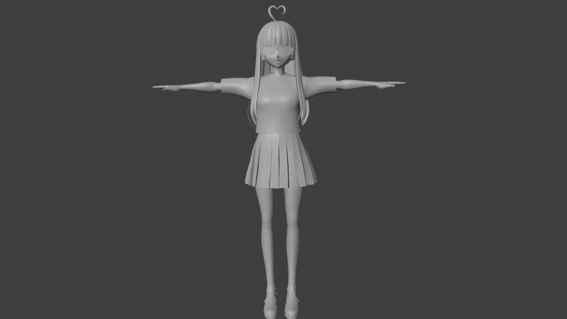 cute anime girl character - Mana Low-poly 3D model_7