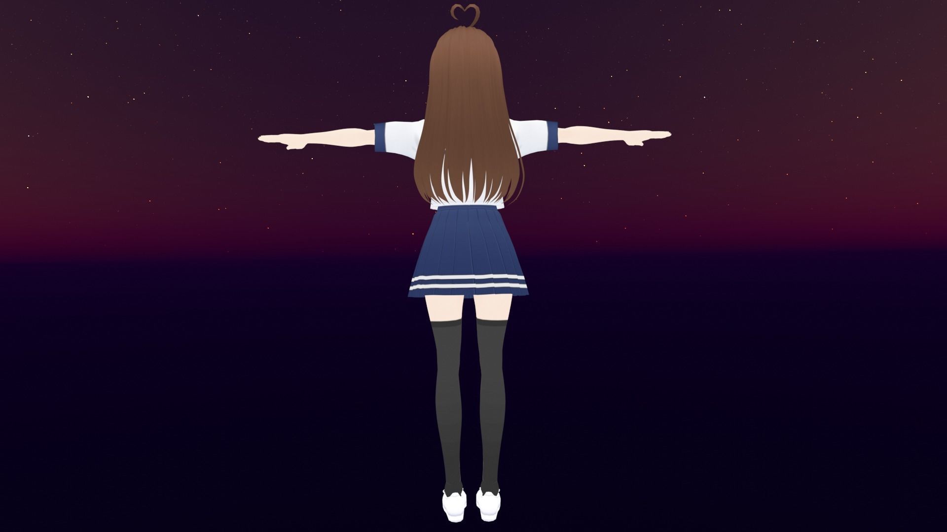 cute anime girl character - Mana Low-poly 3D model_6