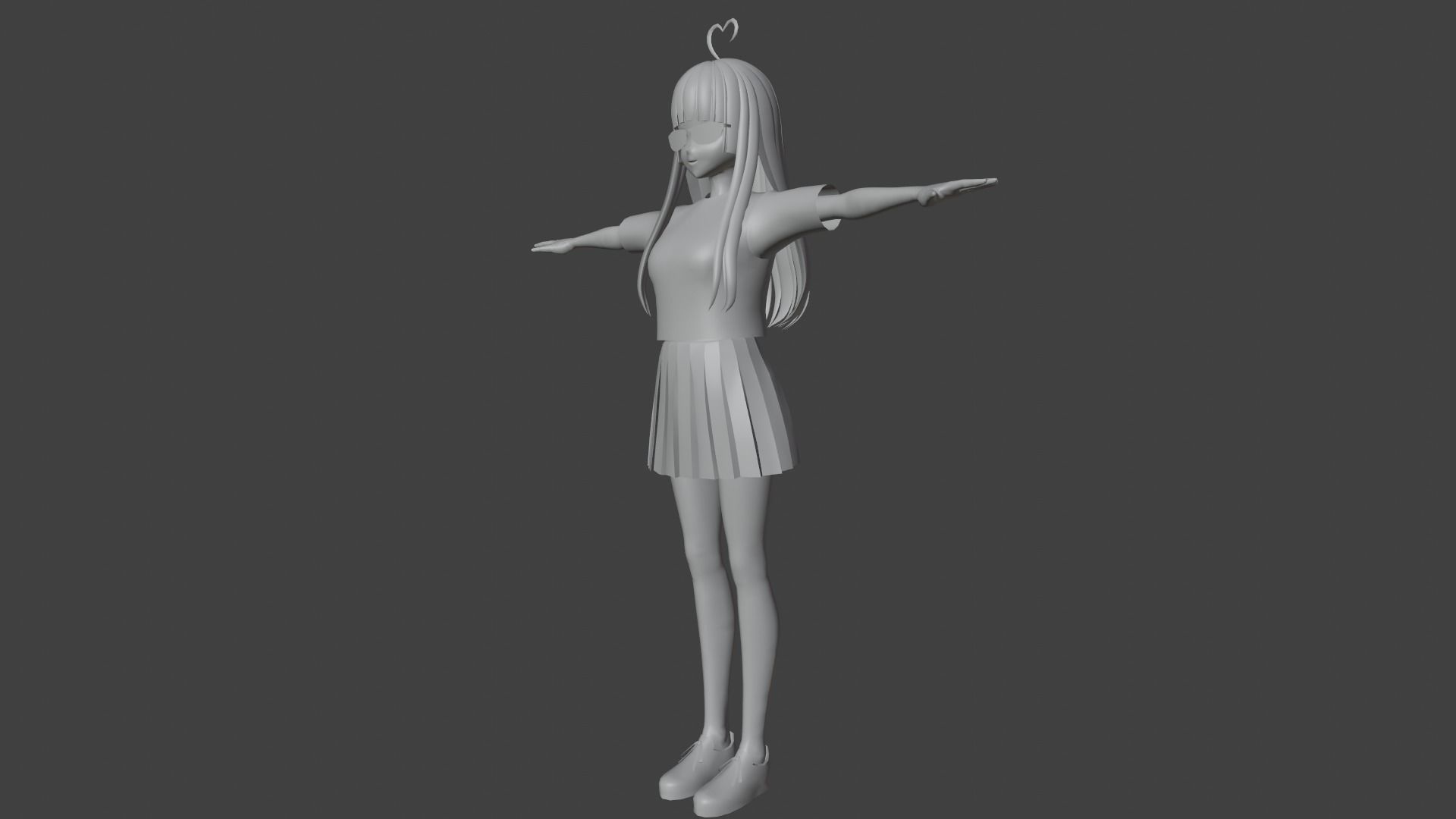 cute anime girl character - Mana Low-poly 3D model_9