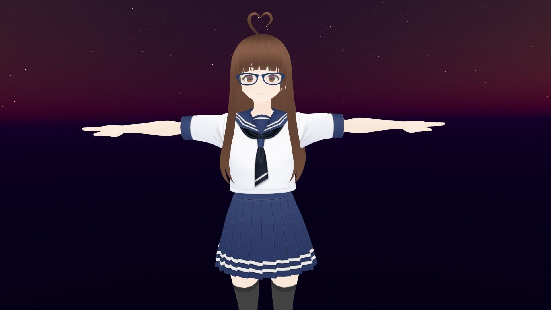 cute anime girl character - Mana Low-poly 3D model_1