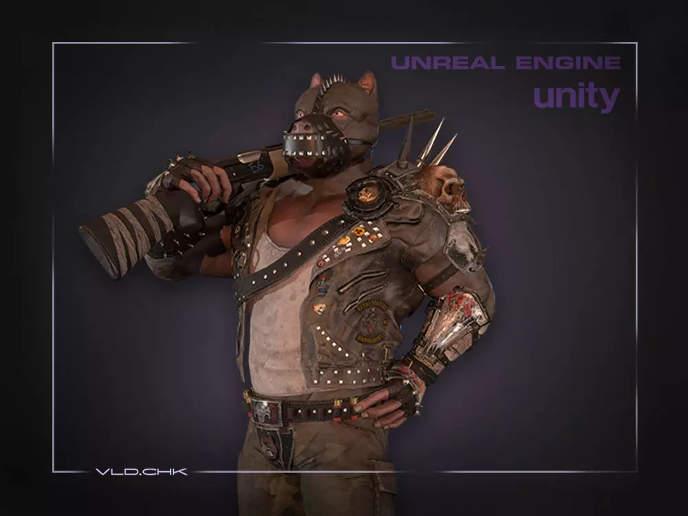DogMan unreal engine unity Low-poly 3D model_0