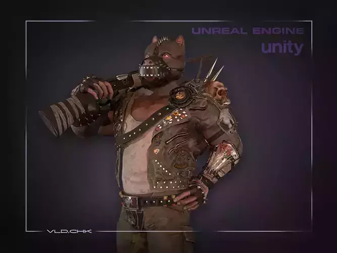DogMan unreal engine unity Low-poly 3D model
