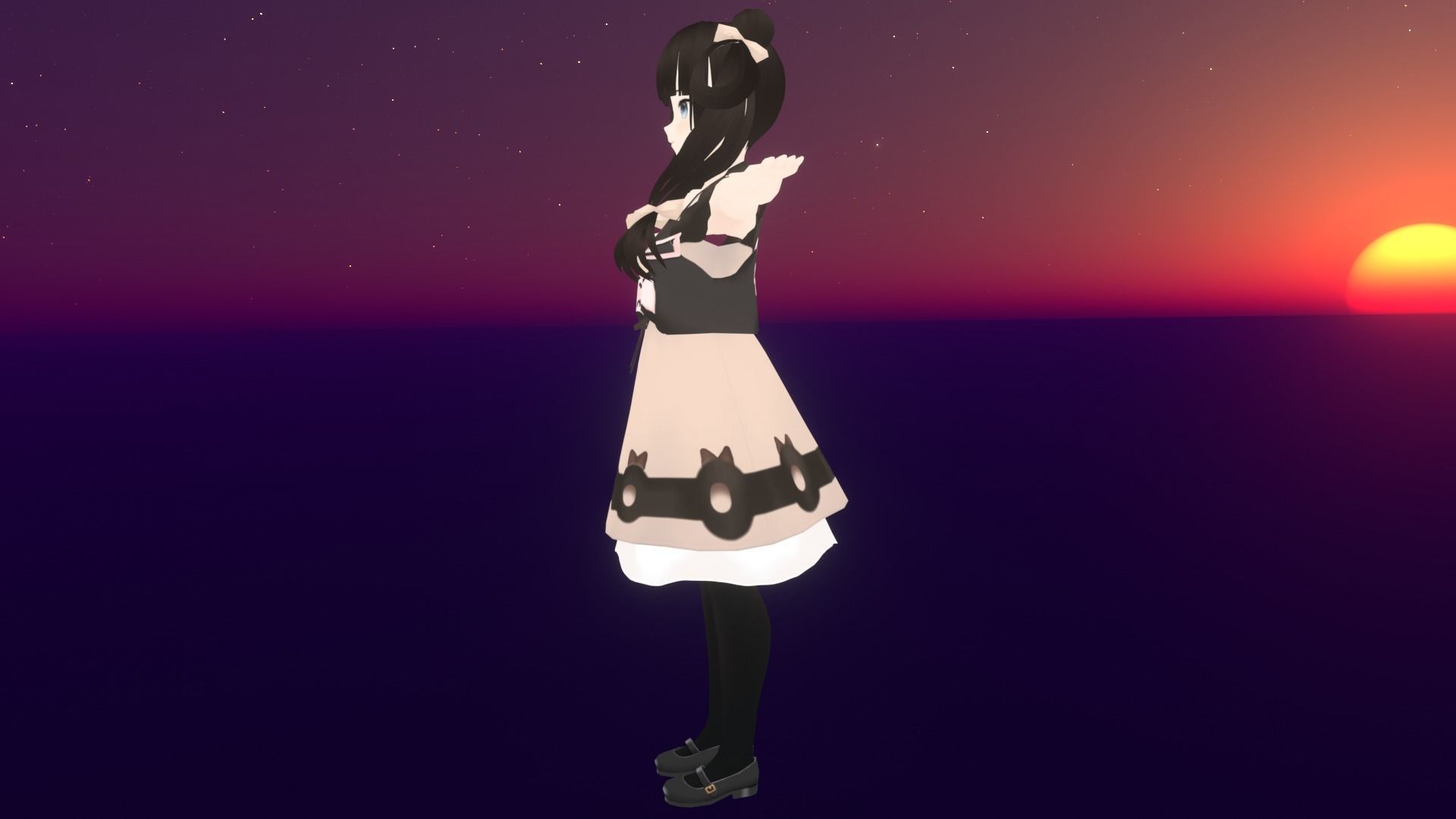 cute anime girl character - Mariko Low-poly 3D model_5