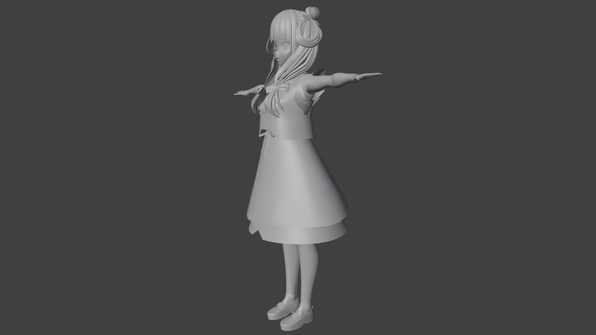 cute anime girl character - Mariko Low-poly 3D model_9