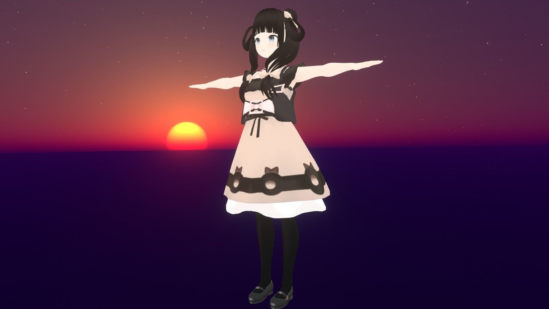 cute anime girl character - Mariko Low-poly 3D model_3