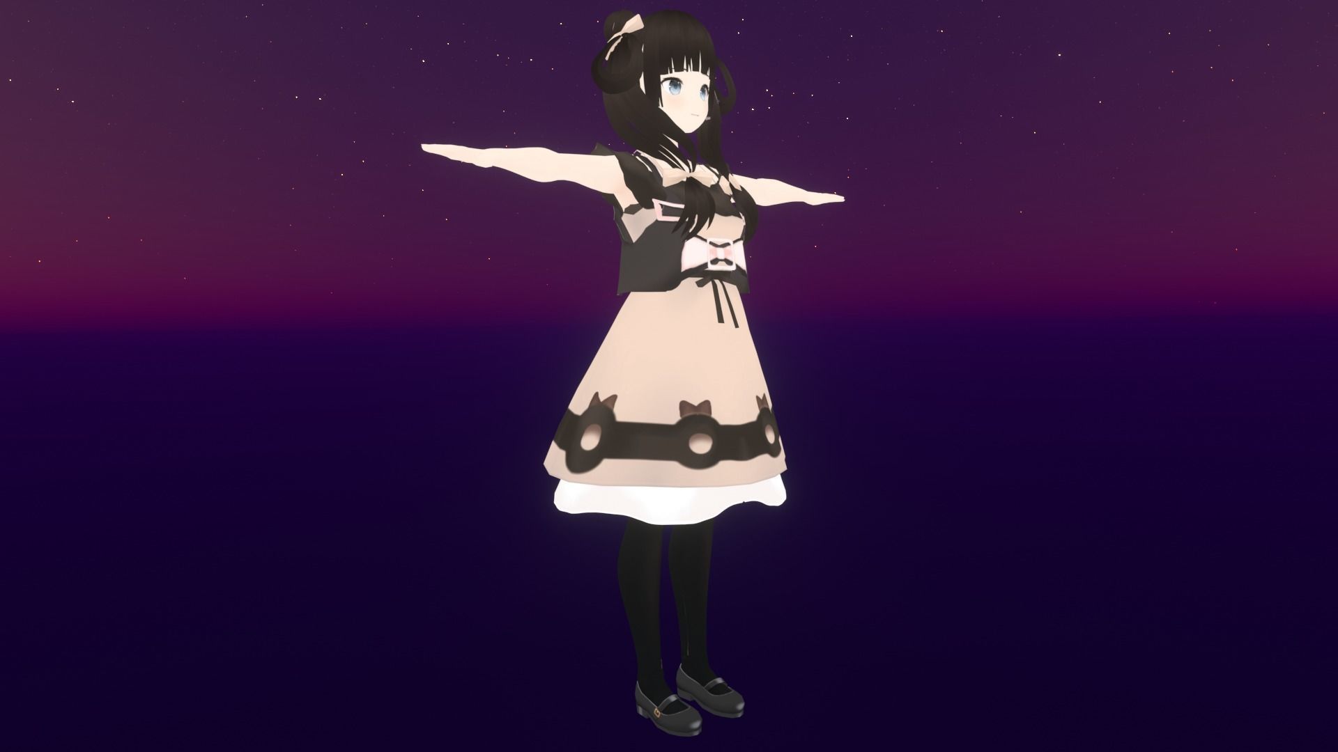 cute anime girl character - Mariko Low-poly 3D model_4