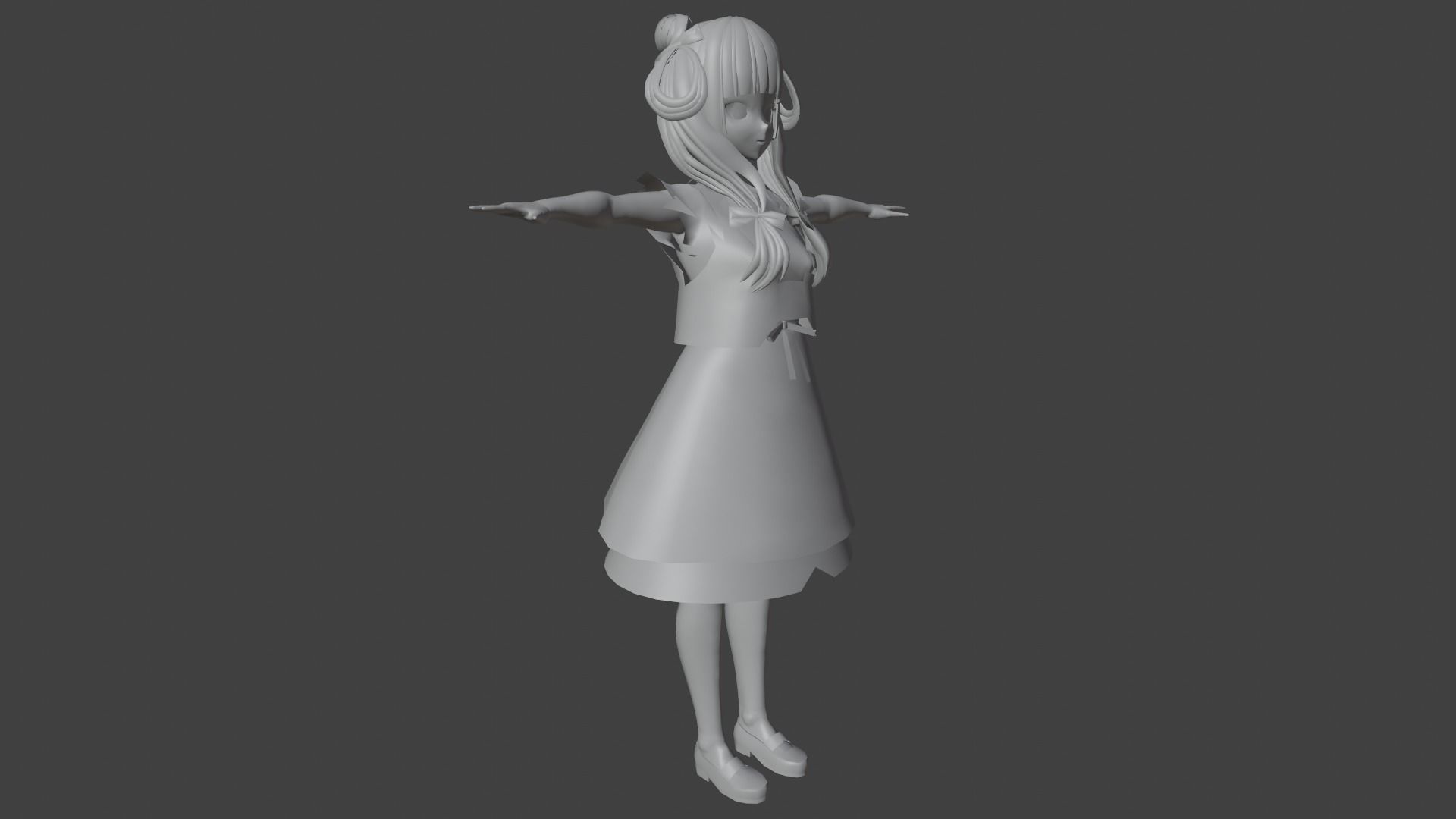cute anime girl character - Mariko Low-poly 3D model_8