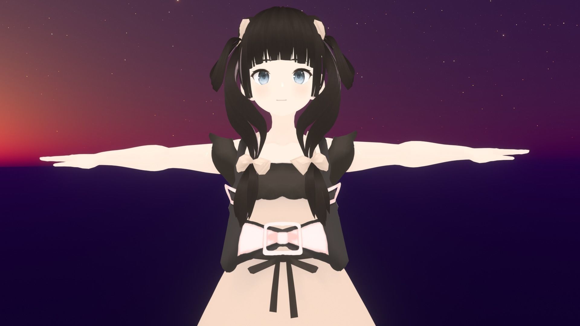 cute anime girl character - Mariko Low-poly 3D model_2