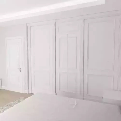 bedroom with walls and wooden floors 3D model