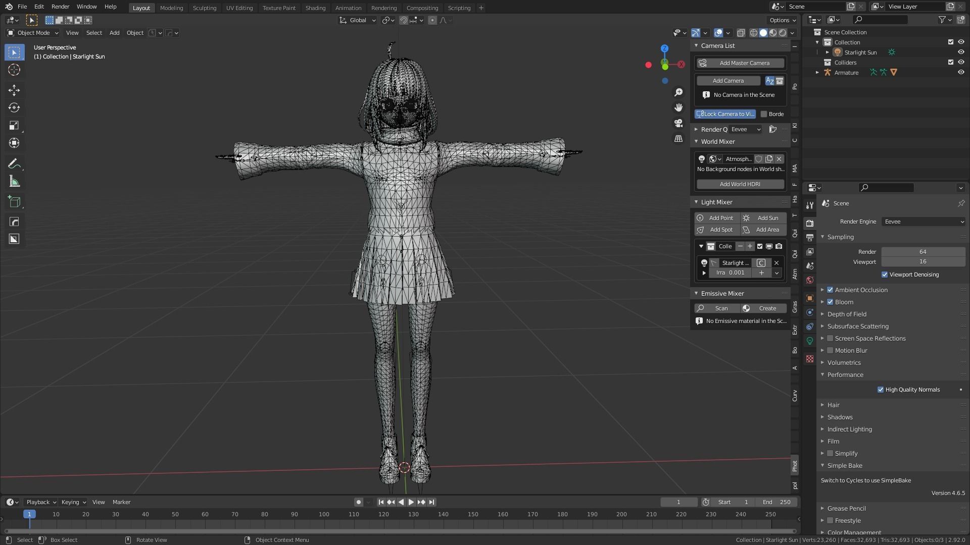 cute anime girl character - Mayoko Low-poly 3D model_12
