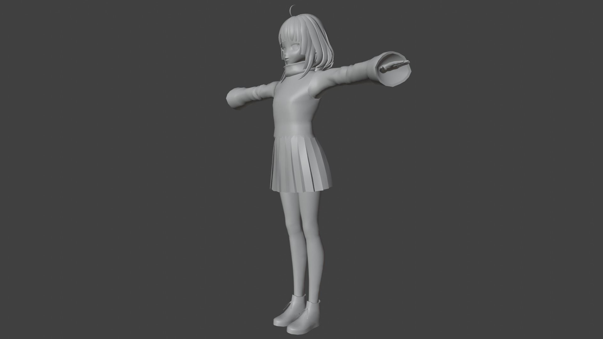 cute anime girl character - Mayoko Low-poly 3D model_9