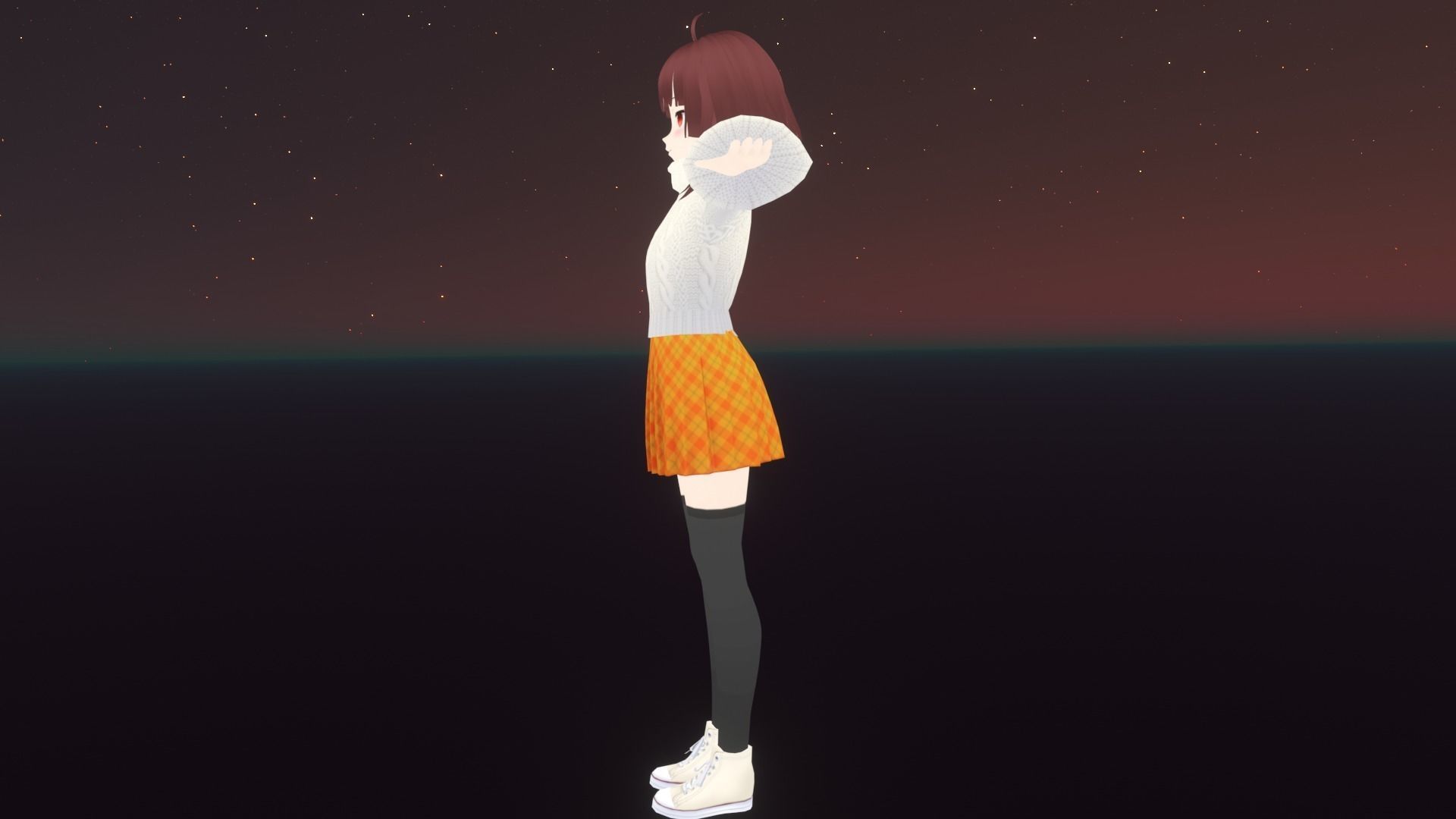 cute anime girl character - Mayoko Low-poly 3D model_5