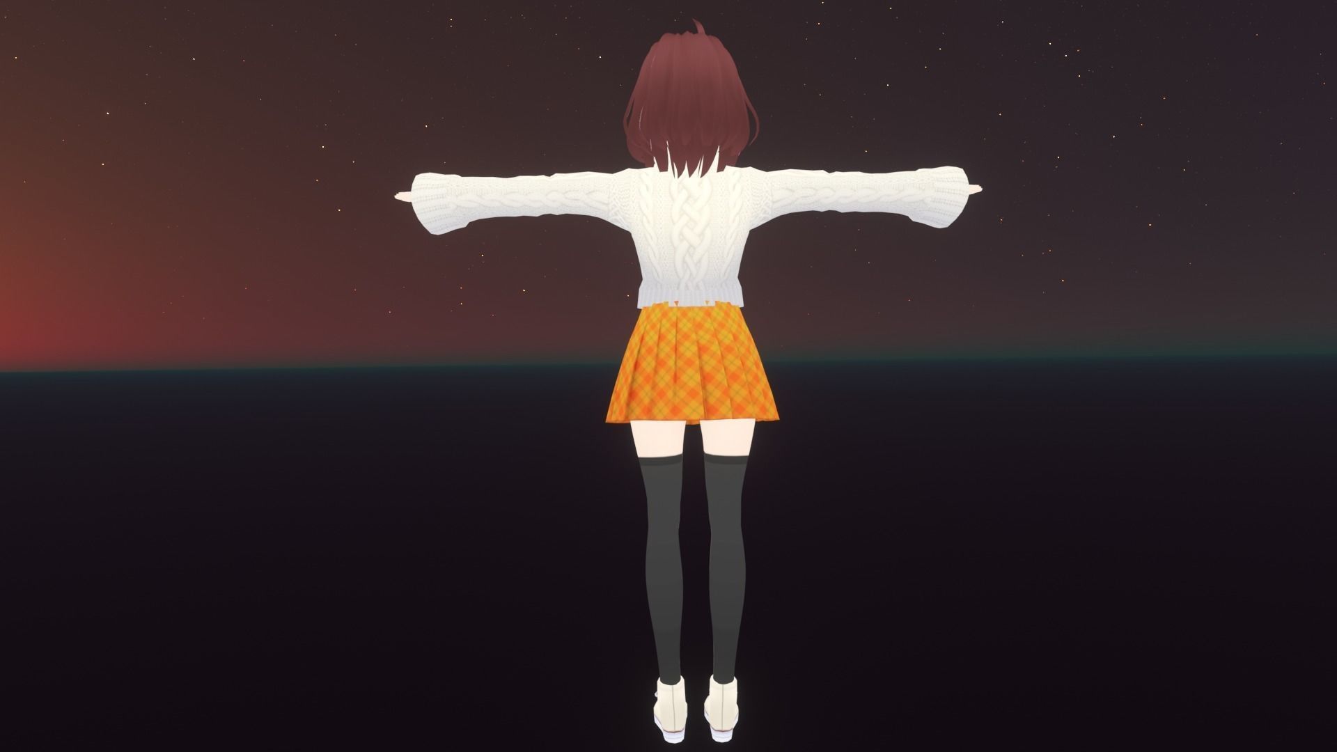 cute anime girl character - Mayoko Low-poly 3D model_6