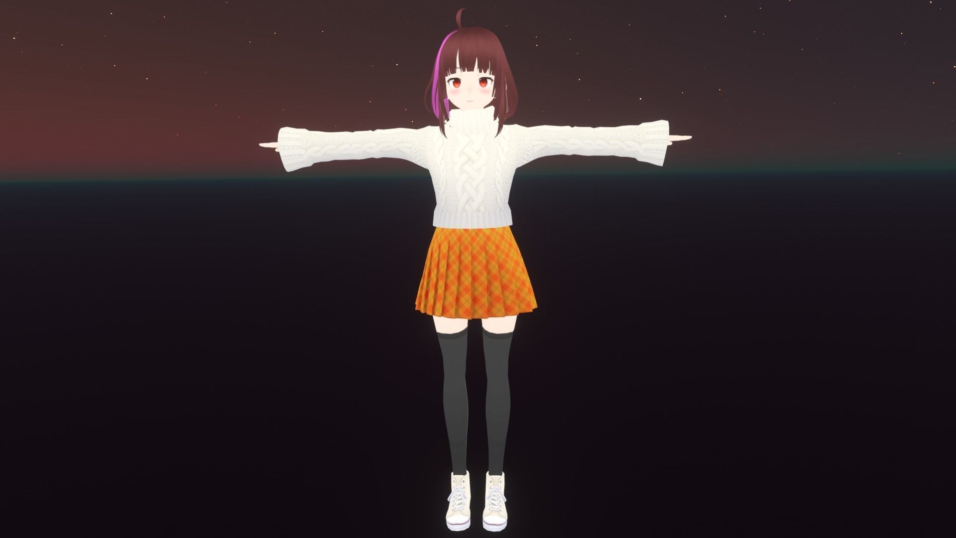cute anime girl character - Mayoko Low-poly 3D model_2