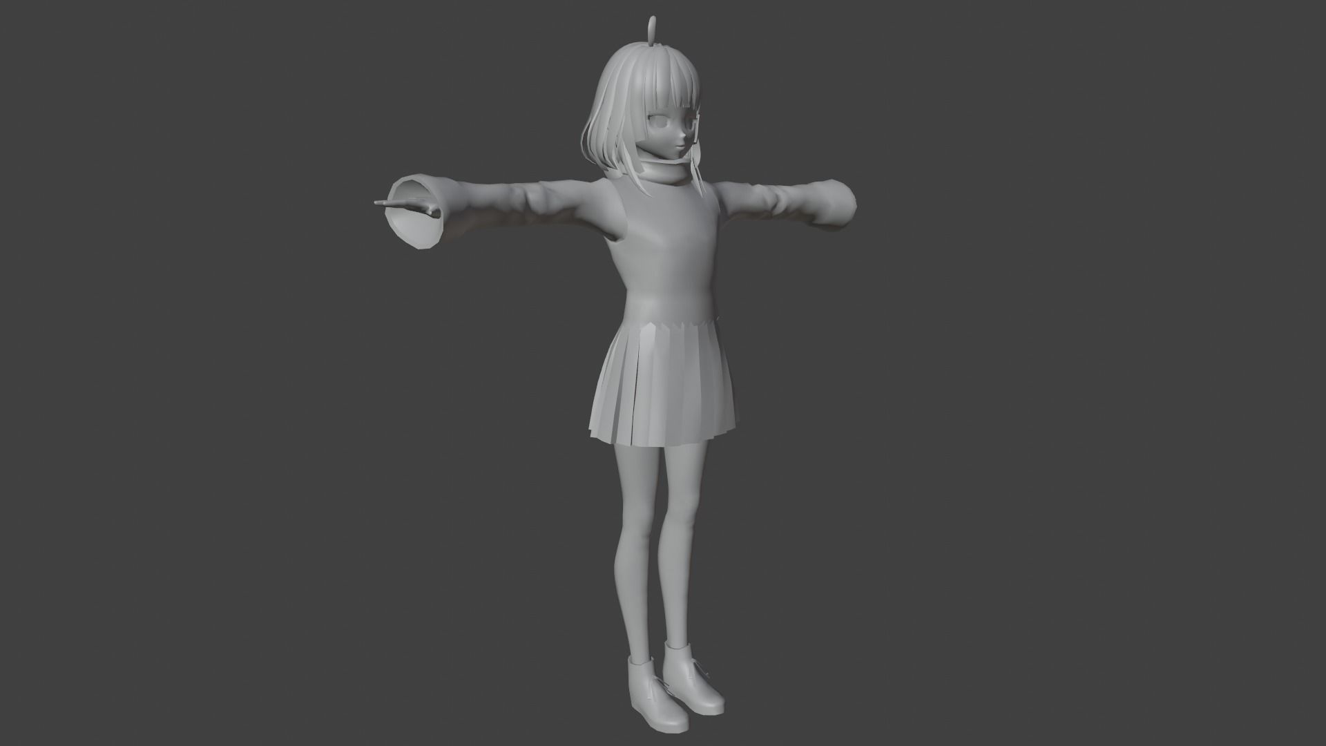 cute anime girl character - Mayoko Low-poly 3D model_8