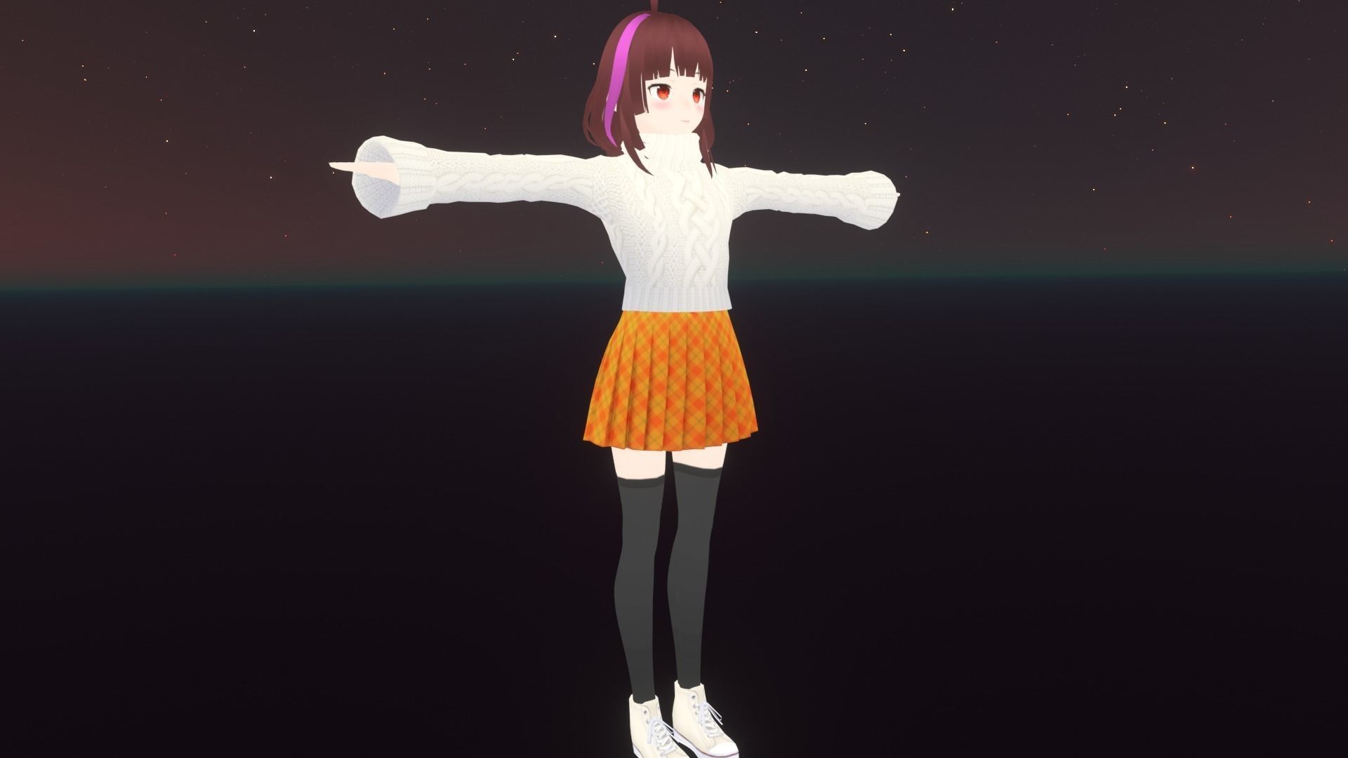 cute anime girl character - Mayoko Low-poly 3D model_4