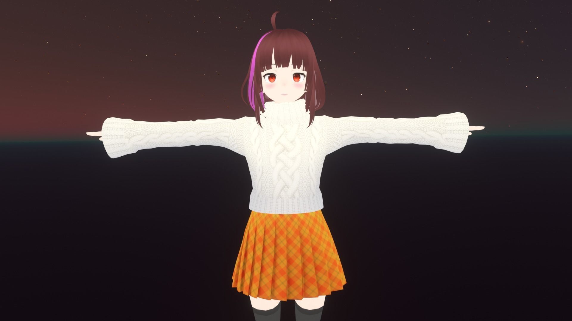cute anime girl character - Mayoko Low-poly 3D model_1