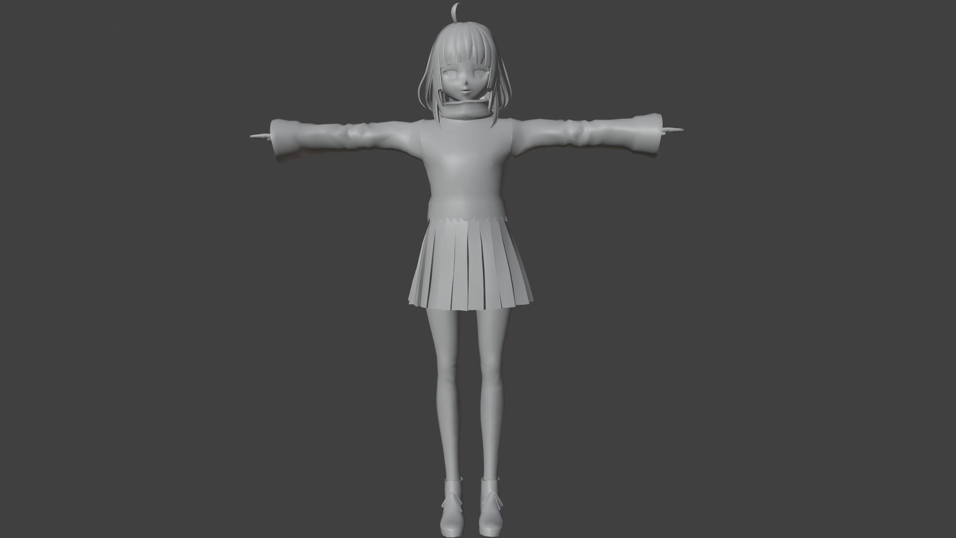 cute anime girl character - Mayoko Low-poly 3D model_7