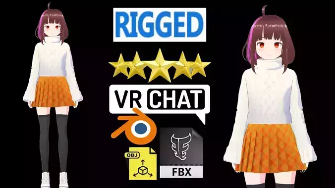 cute anime girl character - Mayoko Low-poly 3D model cute anime girl character - Mayoko Low-poly 3D model