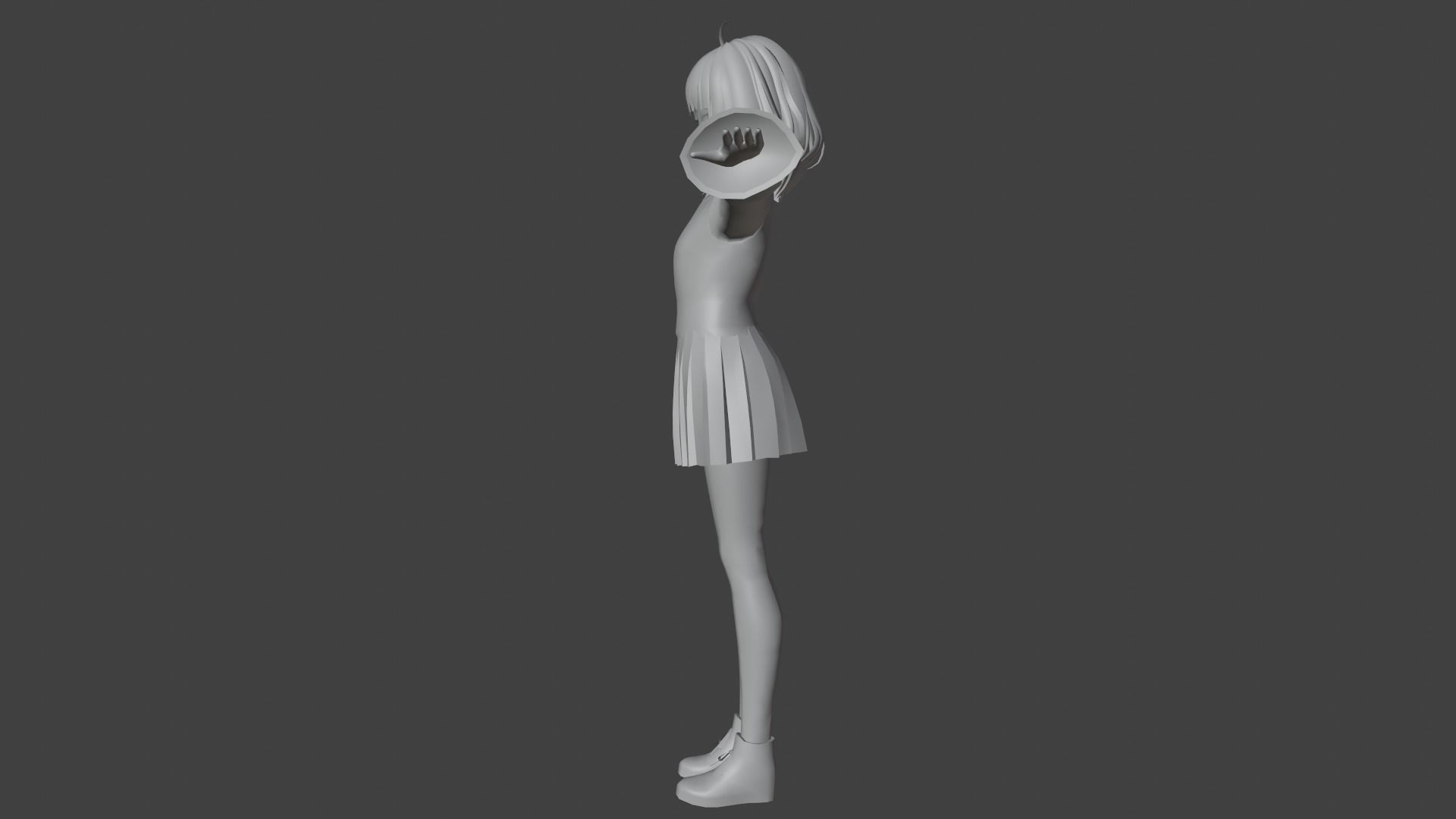 cute anime girl character - Mayoko Low-poly 3D model_11