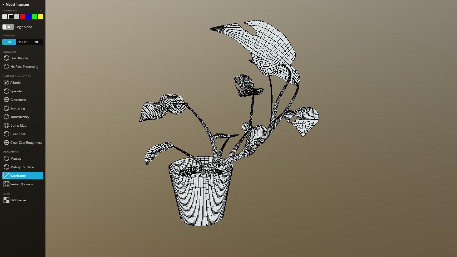 Monstera deliciosa - interior plant Low-poly 3D model_11