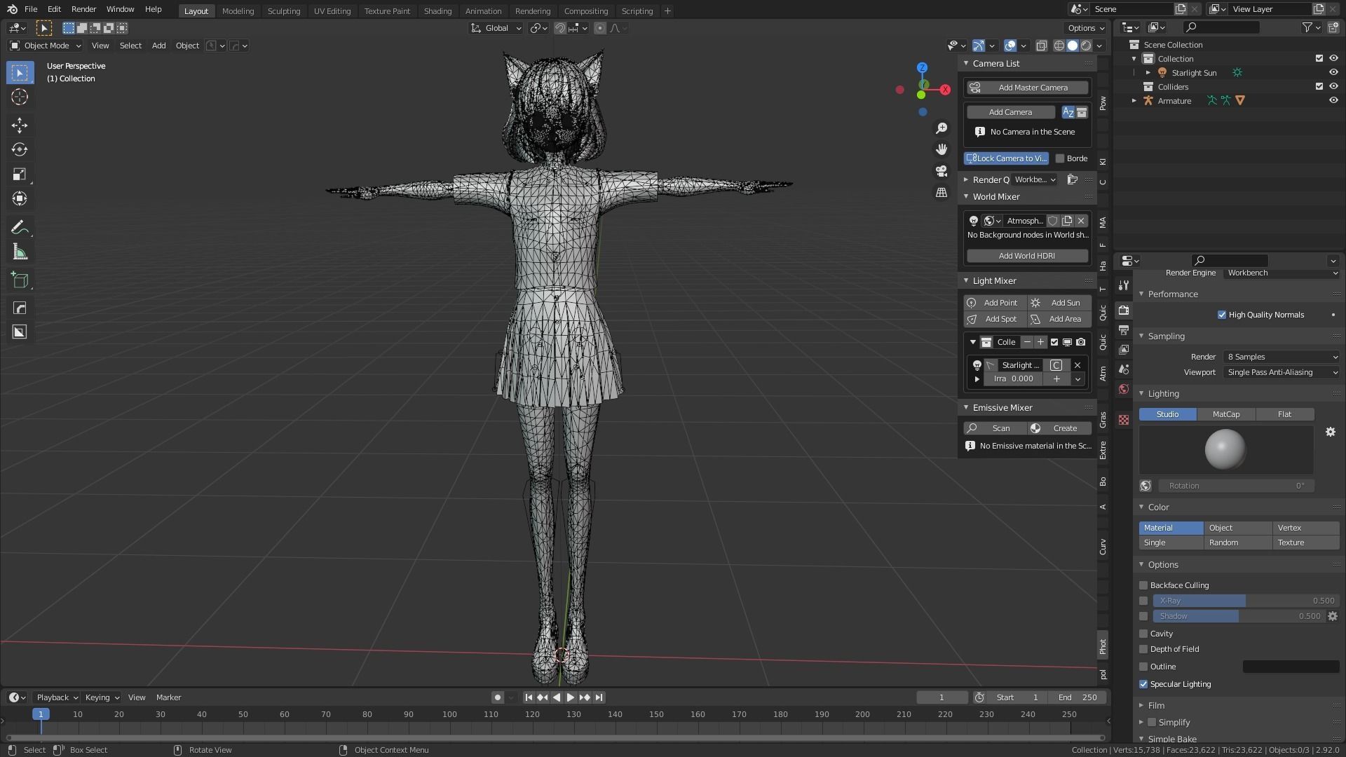 cute anime girl character - Mayumi Low-poly 3D model_12