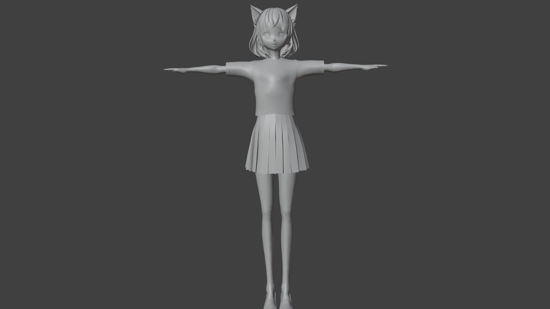 cute anime girl character - Mayumi Low-poly 3D model_7