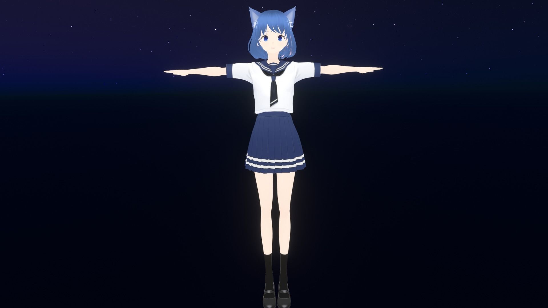 cute anime girl character - Mayumi Low-poly 3D model_2